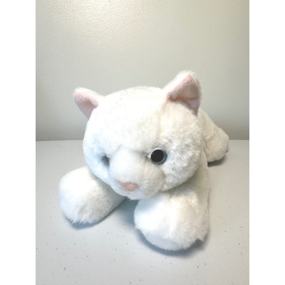 Aurora World Flopsie White Cat Plush Stuffed Animal Blue Eyes Floppy Kitten Toy